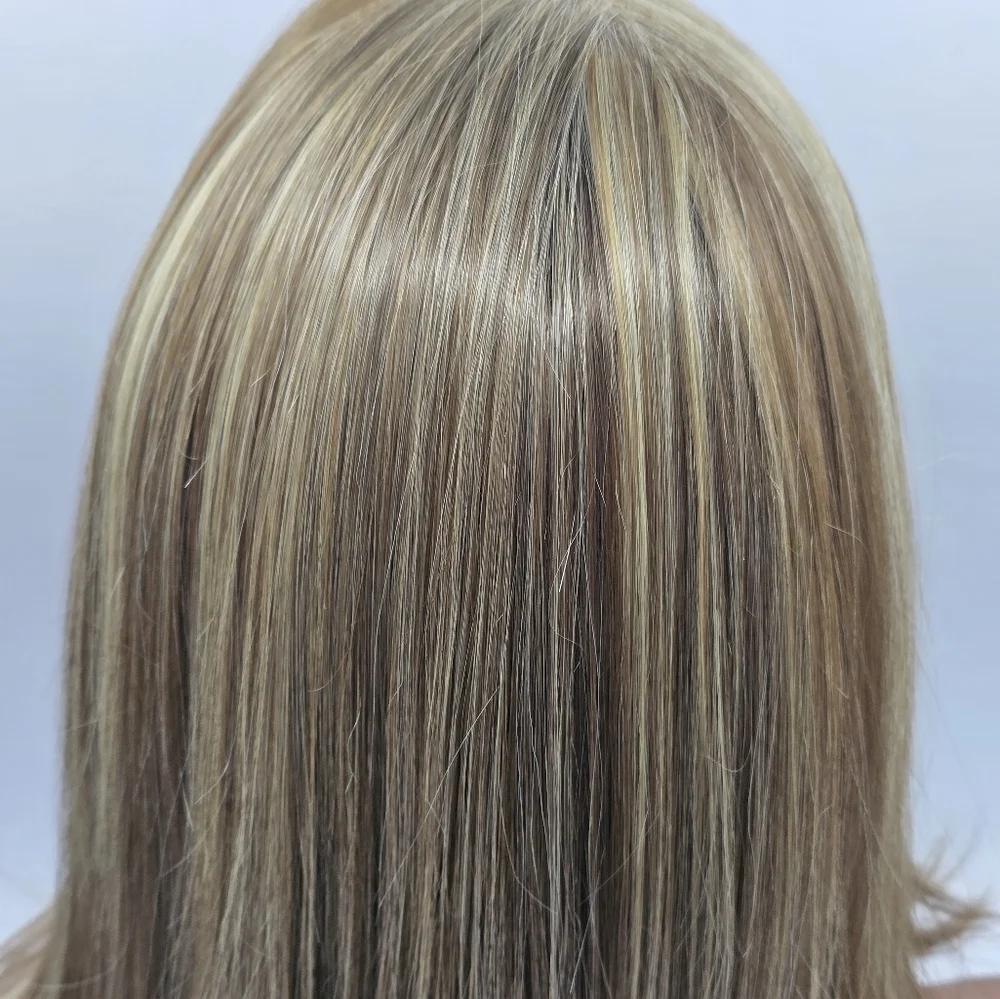 Nels Wigs Kay Light Brunette & Blonde Highlights Monofilament Wig - Picture 9 of 15